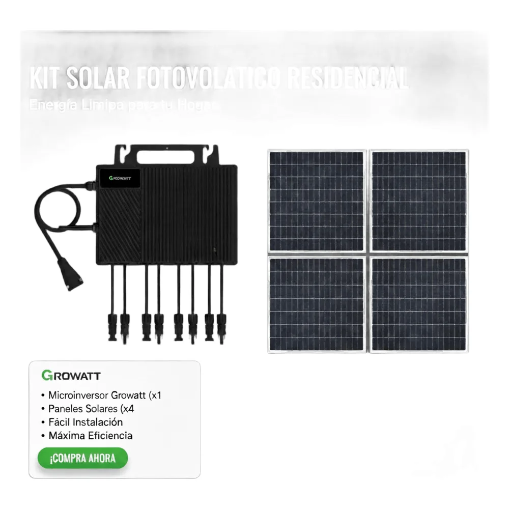 Kit Solar Interconexion / 2.5kW 220Vca / Microinversores Growatt / Montaje Incluido