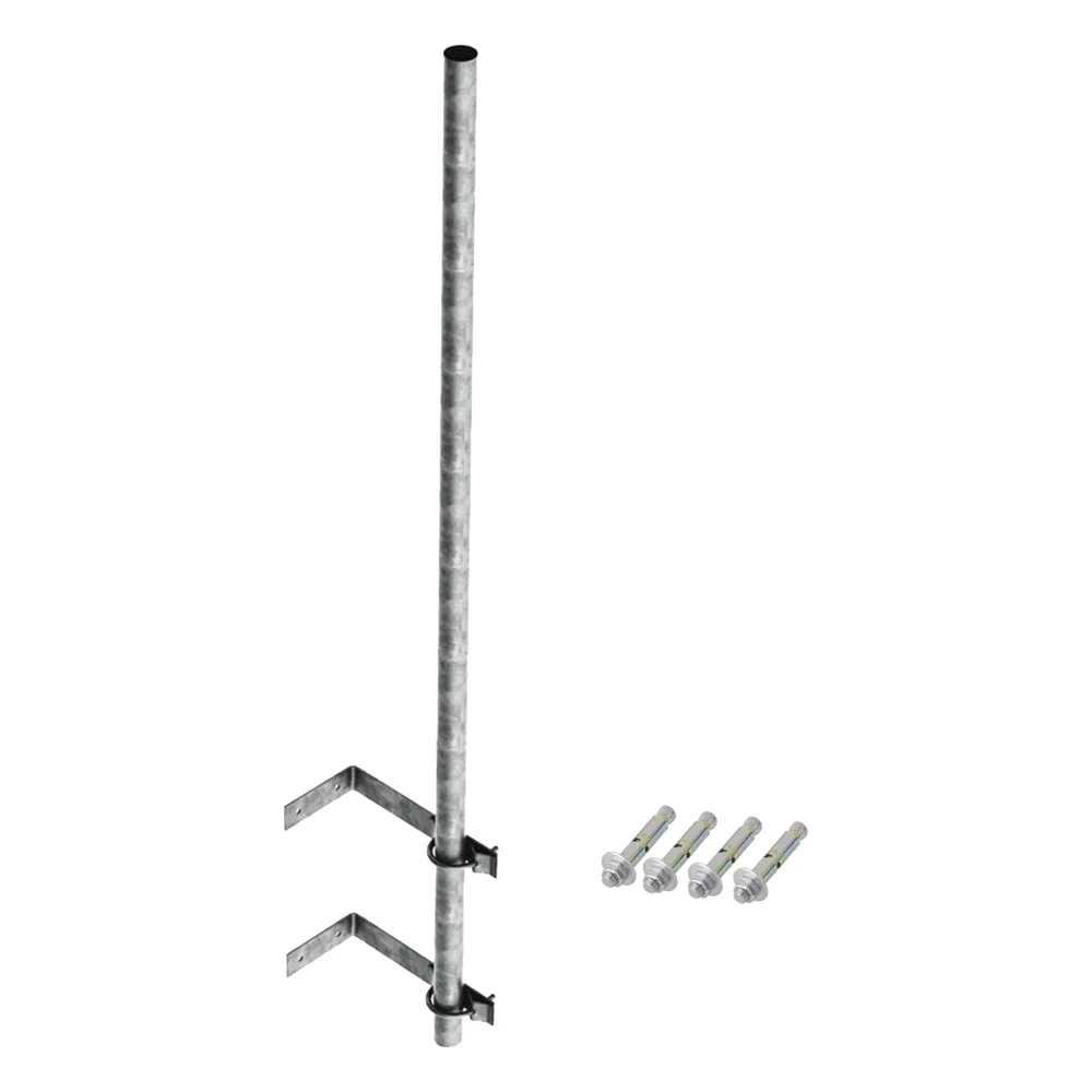 Mástil de 3 m de 1-1/2" diámetro ced. 30 con Herrajes para Sujeción a Pared.