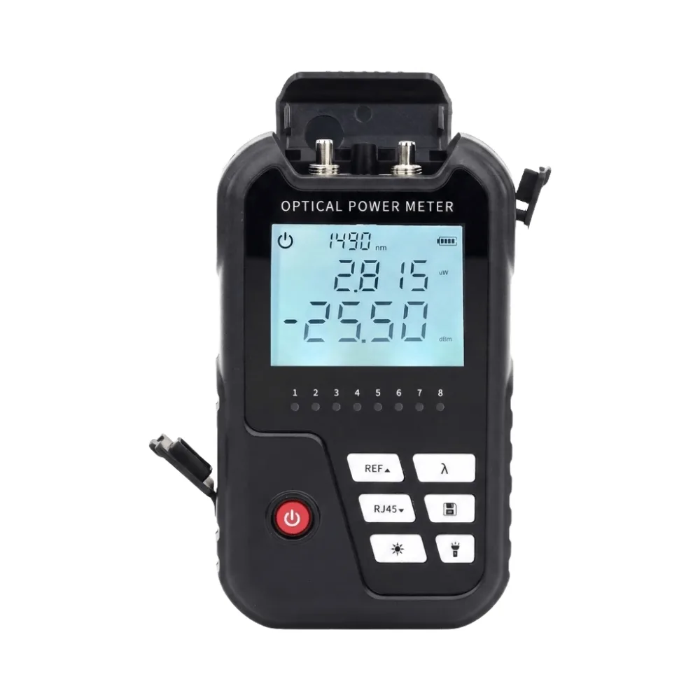 Medidor de Potencia Óptica (Mini Opm) / Rango de Medición -50dBm a 26dBm / Compatible con Fibra Óptica Multimodo y Monomodo / Soporta Conectores Sc, St y Fc / Incluye Función de Vfl 2 mW / Recargable