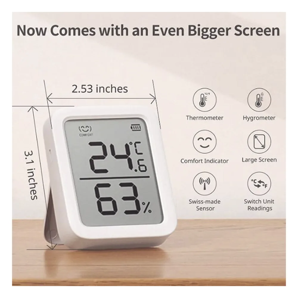 Medidor de temperatura y humedad Datos en pantalla / inalámbrico BLUETOOTH compatible con HUB SwitchBot – vista 6
