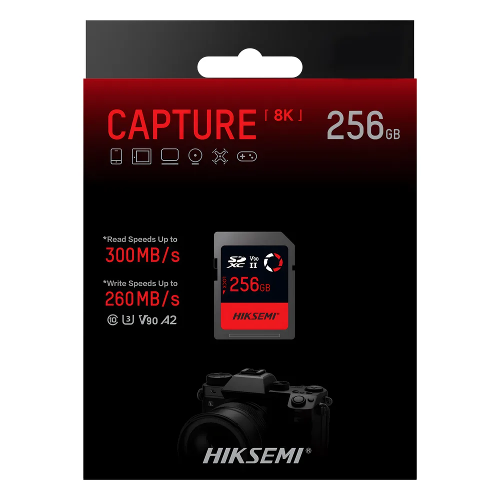 Memoria SD / 256 GB / 300 MB/s Lectura / 260 MB/s Escritura / V90 U3 / Para Video 8K Profesional / HIKSEMI CAPTURE E90 – vista 2