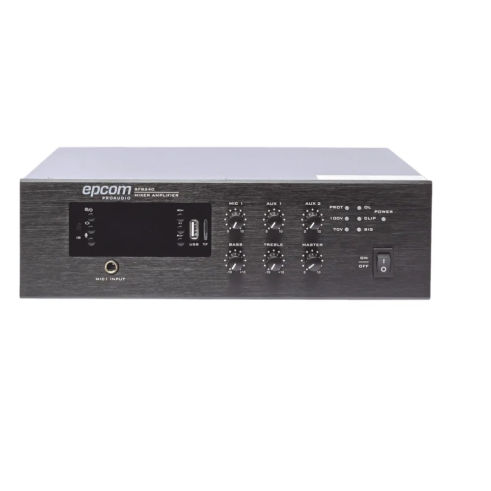 Mini Amplificador de Audio Mezclador | 240W RMS | Sistema 70/100V | MP3 | Tuner | Bluetooth | Musica ambiental y Voceo