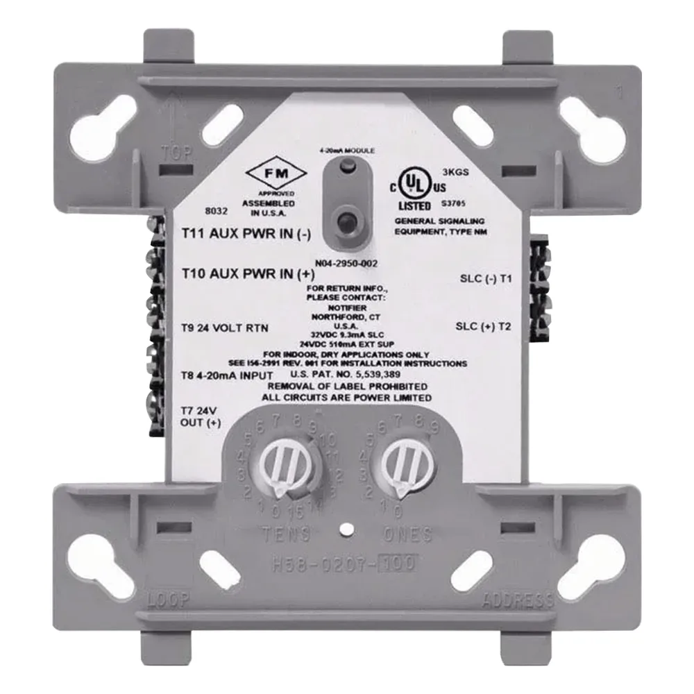 Módulo de entrada analógica direccionable 4-20 mA con tecnología FlashScan, compatible con panel NFS2-3030