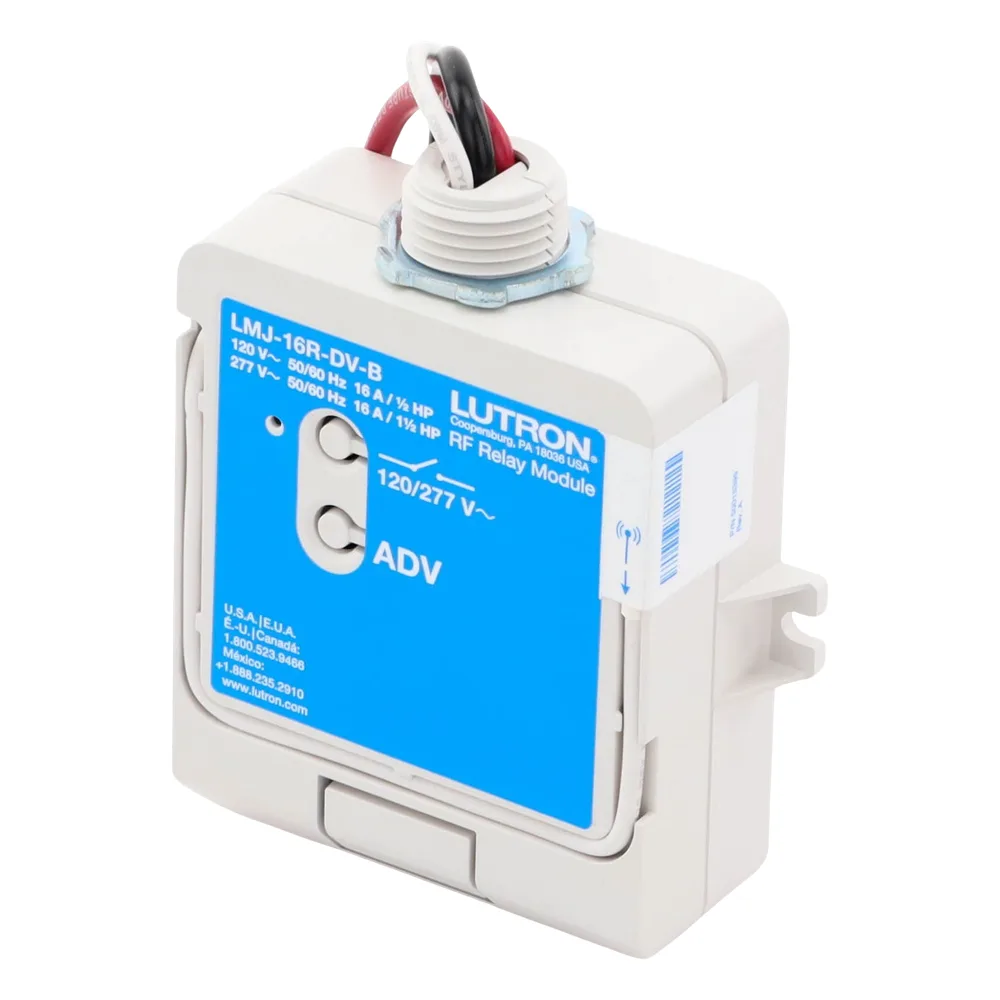 Módulo de relé de radiofrecuencia con tecnología Softswitch, conmuta hasta 16 A de propósito general, 120/277 V, apto para plenum, compatible con RA2 Select, RadioRA 2 y HomeWorks – vista 4
