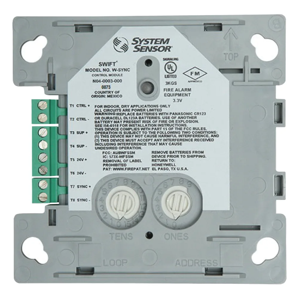 Módulo de Sincronización Inalámbrico / Compatible con Paneles Notifier, Fire-Lite, Silent Knight y Farenhyt / Incluye Baterías