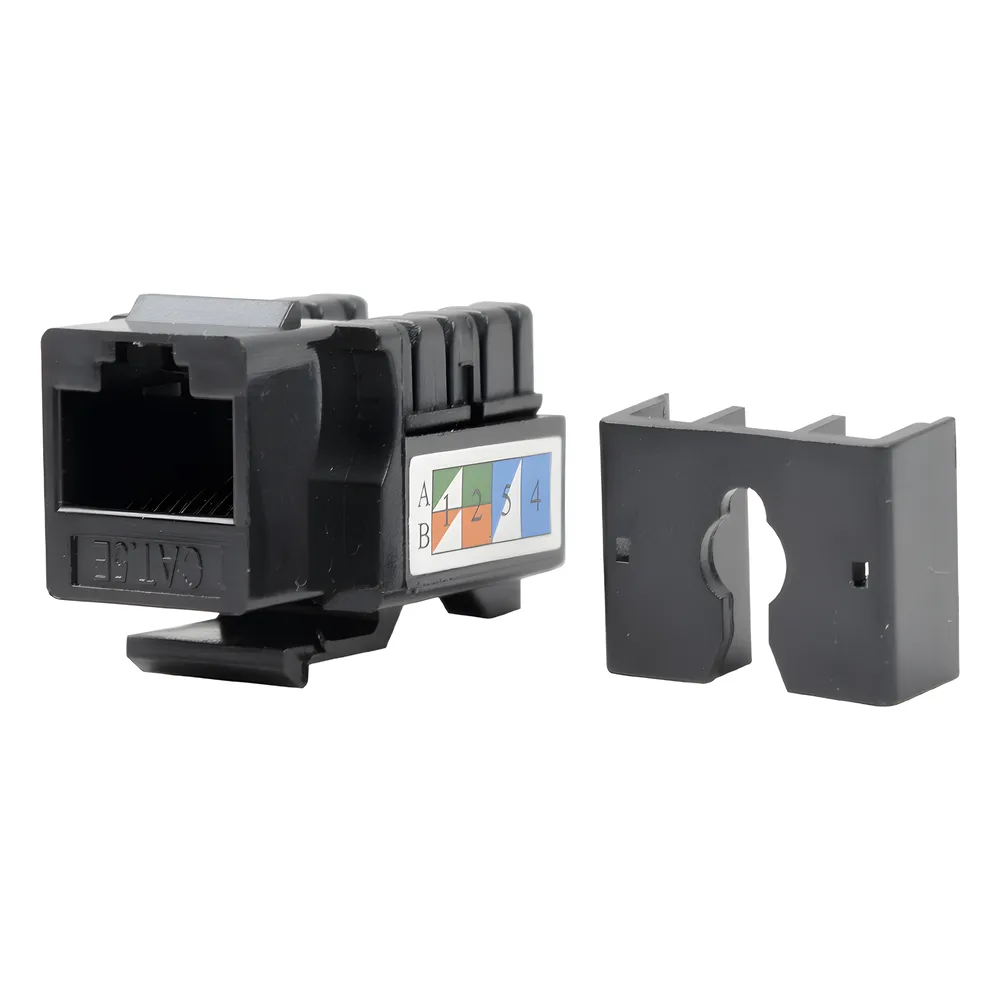 Módulo Jack Keystone Cat5e con Terminación 110 (Punchdown) para Faceplate - Color Negro