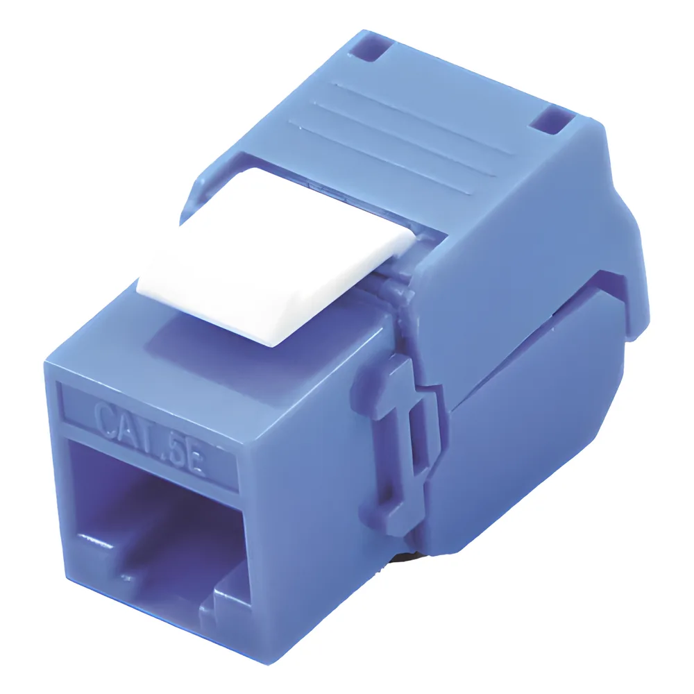 Módulo Jack Keystone Cat5e (Toolless), con Terminación en Ángulo 180 - Color Azul, Compatible con Faceplate y Patchpanel Linkedpro