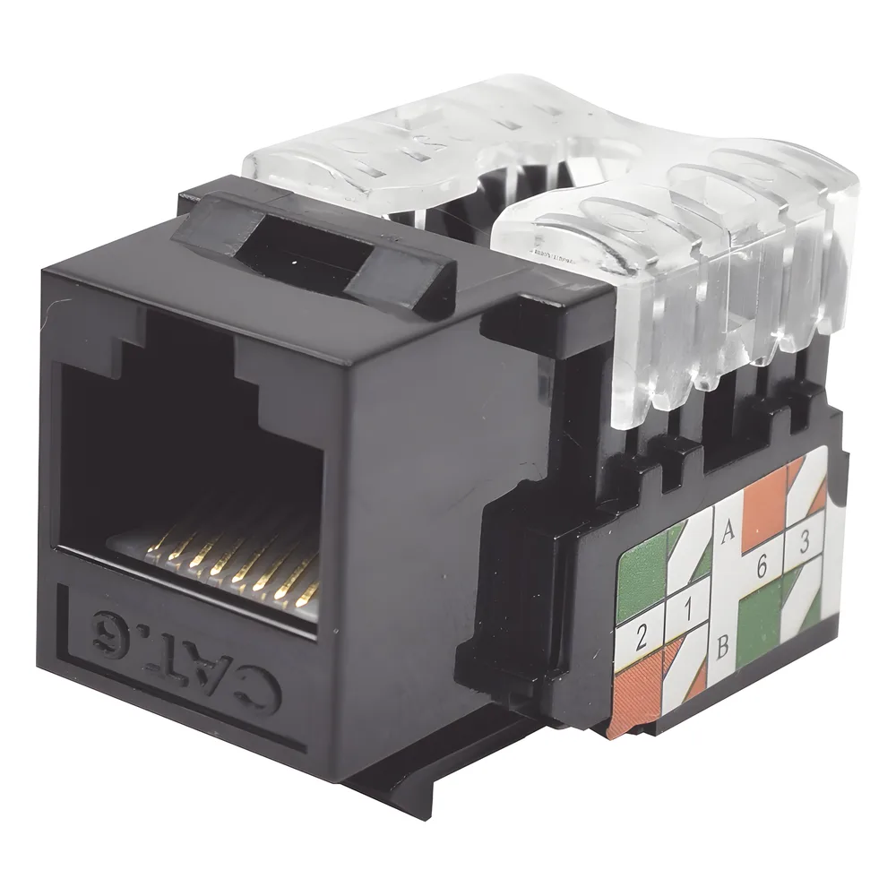 Módulo Jack Keystone Cat6 con Terminación 110 (Punchdown) para Faceplate - Color Negro