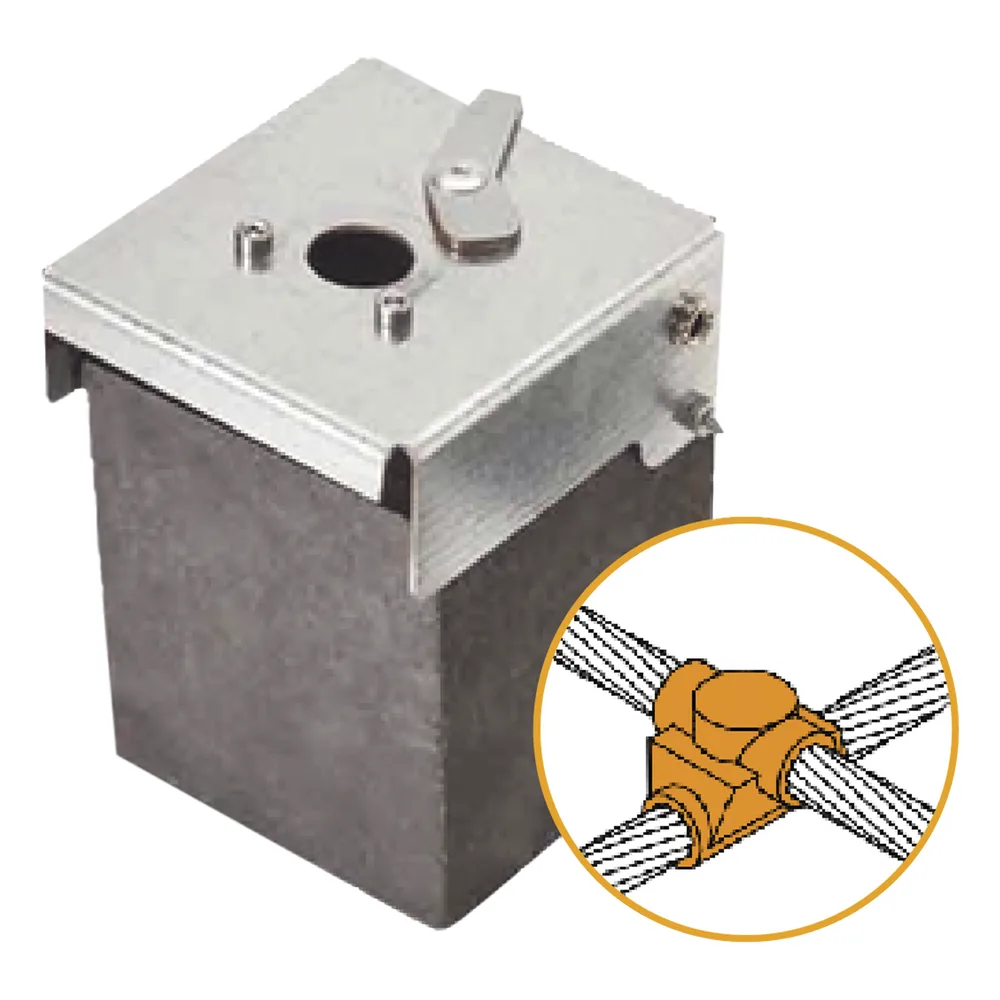 Molde de Grafito Horizontal Unión en Cruz / Cable 4/0 AWG (120 mm²) / 50 Soldaduras / Acero Electrogalvanizado / Normativa UNE 21186