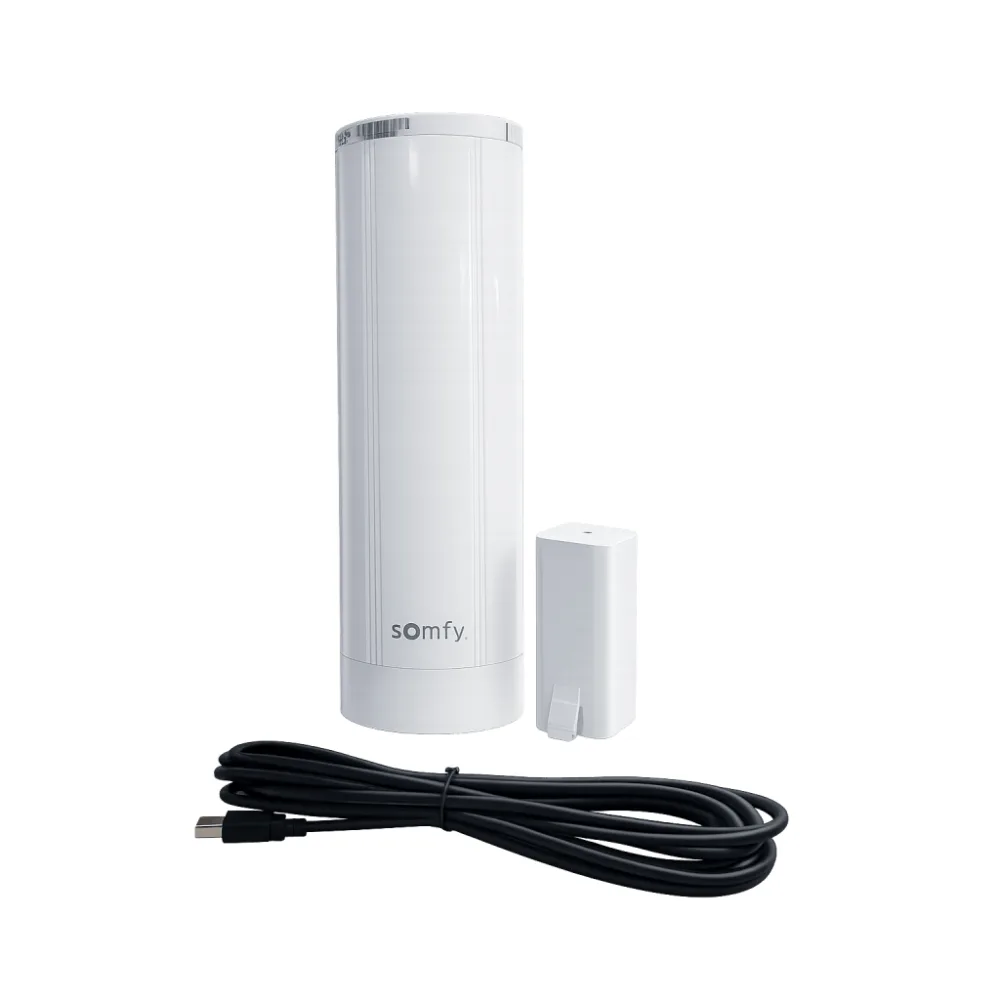 Motor para Cortinas Movelite WireFree RTS / Batería Recargable 2000 mAh / Capacidad 35 kg / Control RTS 433.42 MHz / IP30 / Hasta 10 m de Riel / Touch Motion / Compatible con App Inteo Somfy