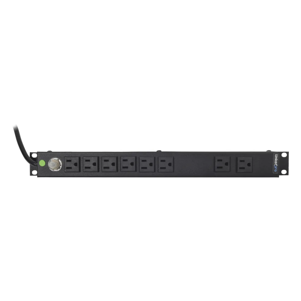 Multicontacto Horizontal (PDU) de 8 Contactos (NEMA 5-15R) Rack 19" 1UR. Voltaje Entrada/Salida: 120Vca/15A