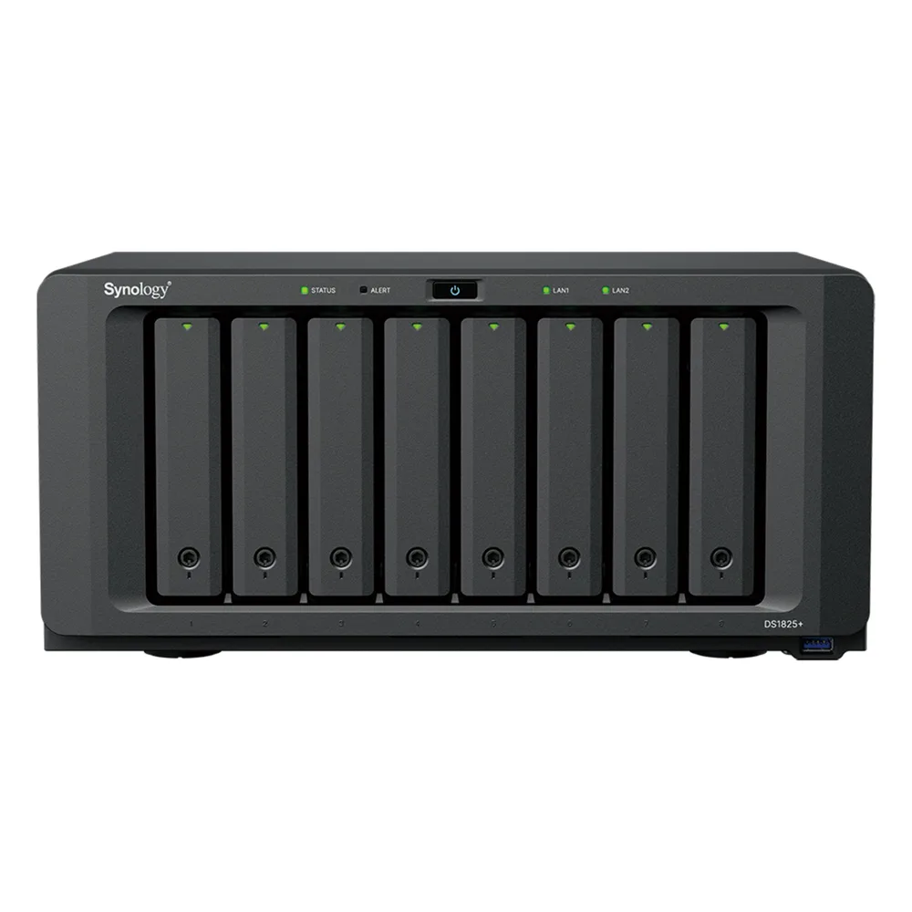 NAS DiskStation DS1825+ | 8 Bahías | AMD Ryzen V1500B | 8 GB DDR4 ECC | Hasta 2,239 MB/s Lectura | 2 Puertos 2.5GbE | Expansión PCIe 3.0 | Compatible con 10GbE y 25GbE | Caché SSD M.2 | Synology DSM. – vista 2