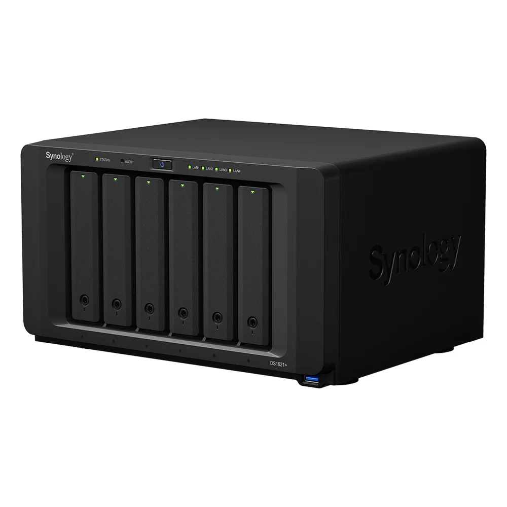 NAS Synology DiskStation DS1621+ | 6 Bahías | Procesador AMD Ryzen V1500B | 4 GB DDR4 ECC | Expansión Hasta 16 Bahías | 2 Ranuras M.2 NVMe | Puerto 10GbE RJ-45 | Compatibilidad RAID | Btrfs | Virtualización | Caché SSD. – vista 4