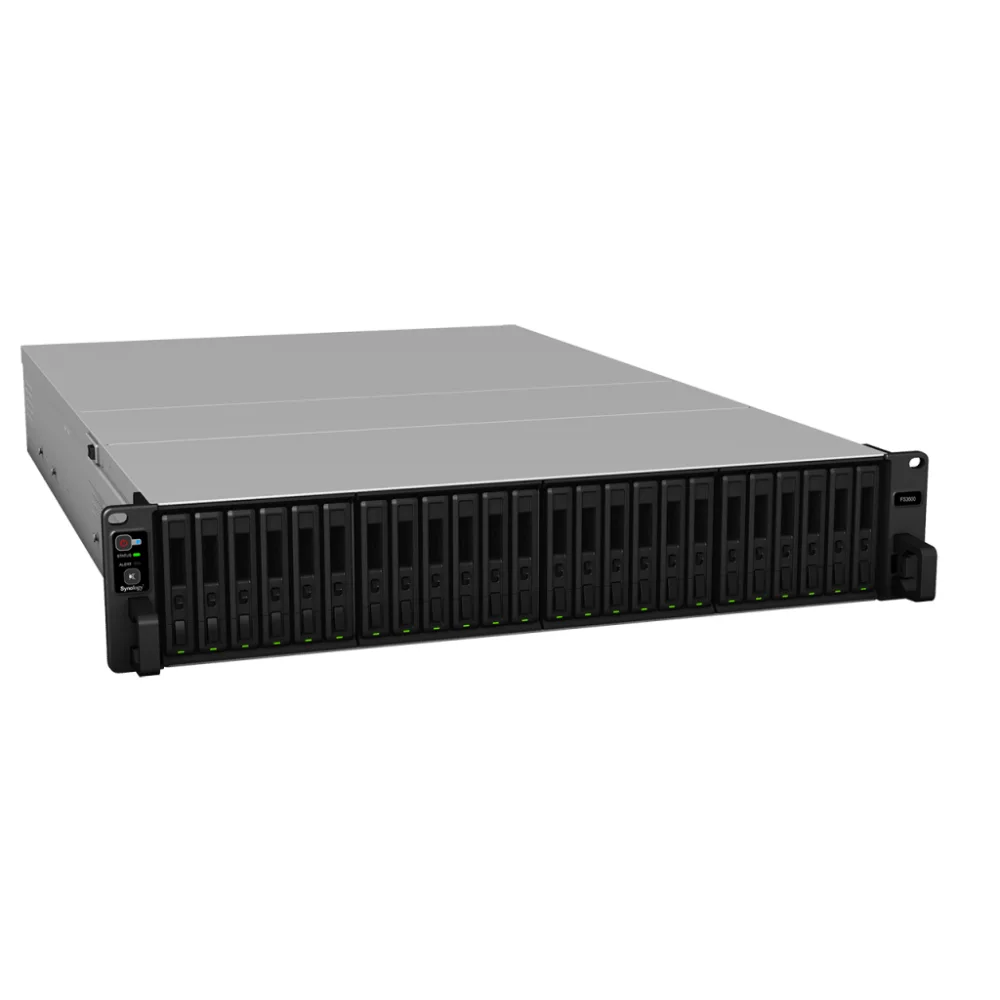 NAS Todo Flash FlashStation FS3600 | 24 Receptáculos | Intel Xeon D-1567 12 Núcleos | 16 GB RAM (Ampliable a 128 GB) | 195,000 IOPS Escritura Aleatoria iSCSI 4K | 10 GbE | Compatible con Virtualización | Protección de Datos Int – vista 3