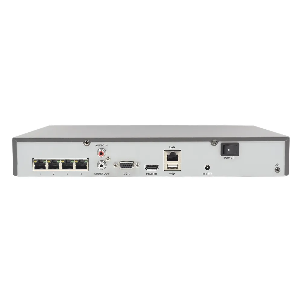 NVR 8 Megapixel (4K) / 4 canales IP / Soporta Cámaras con AcuSense / 1 Bahía de Disco Duro / 4 Puertos PoE+ / Salida de vídeo 4K / Videoanaliticos – vista 3