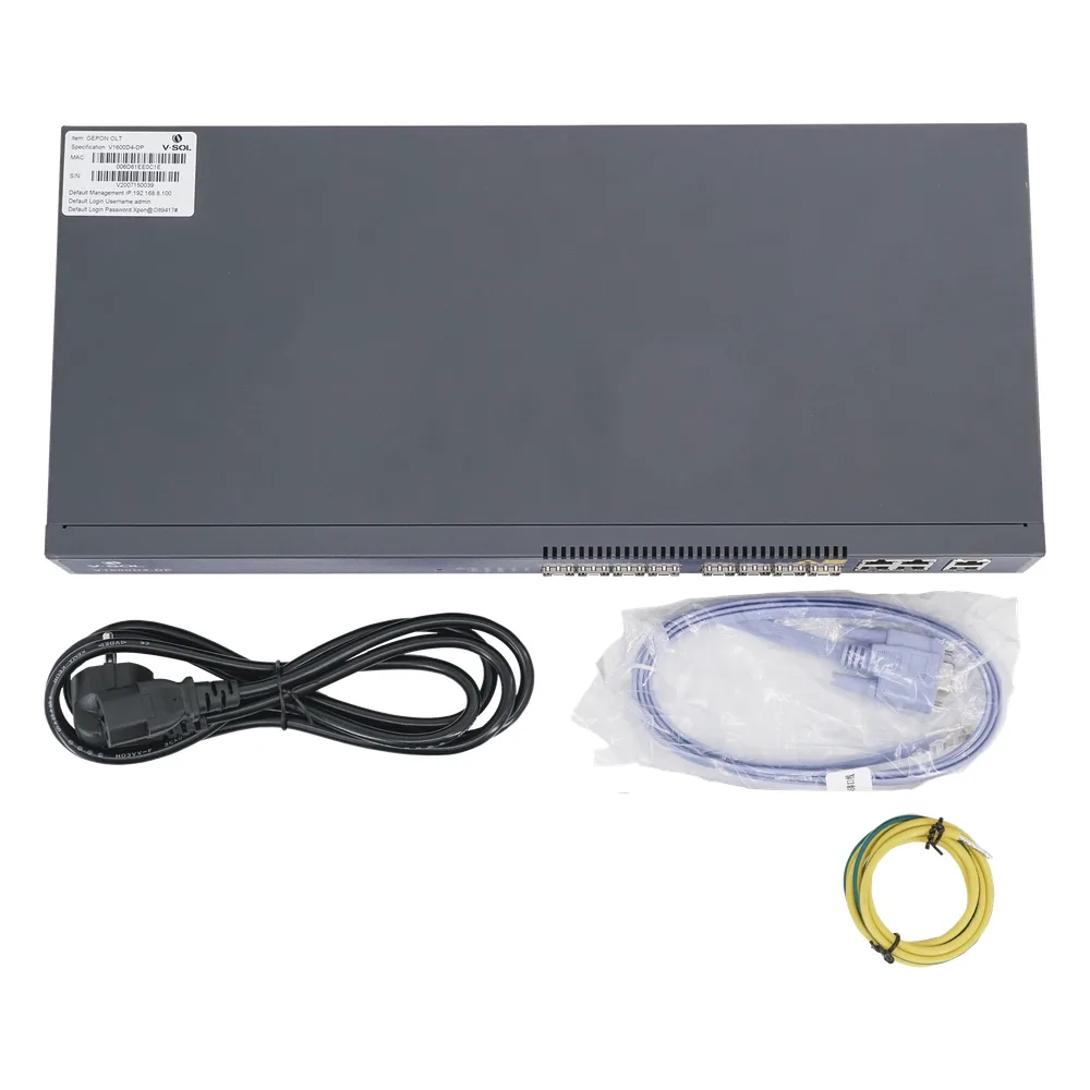 OLT de 4 puertos EPON con 8 puertos Uplink (4 puertos Gigabit Ethernet + 4 puertos Gigabit Ethernet SFP) , hasta 256 ONUS, – vista 4