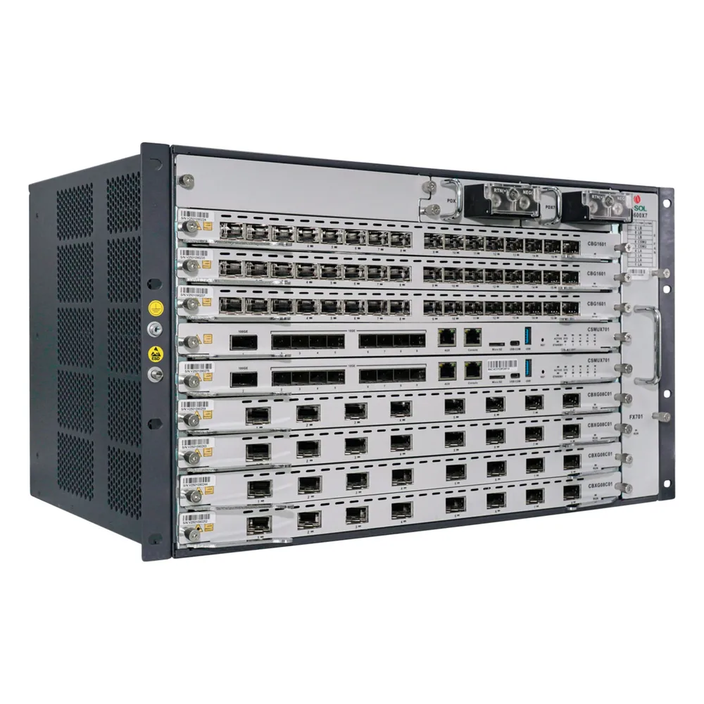OLT Modular tipo Chasis GPON/XGS-PON Combo, 7 Ranuras de Servicio, Incluye 1 Tarjeta de Servicio de 16 puertos GPON – vista 2
