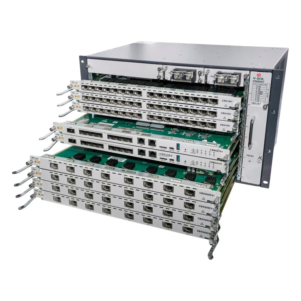 OLT Modular tipo Chasis GPON/XGS-PON Combo, 7 Ranuras de Servicio, Incluye 1 Tarjeta de Servicio de 16 puertos GPON – vista 3