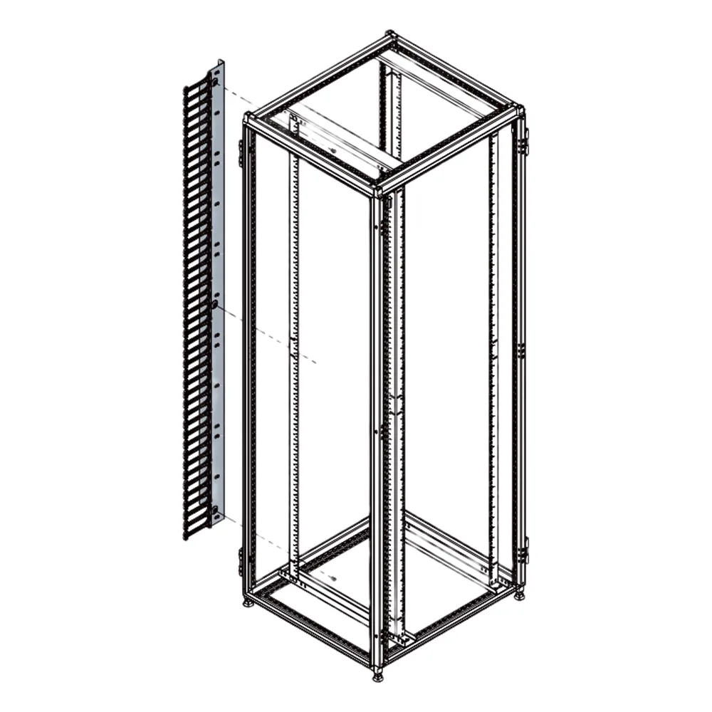 Organizador Vertical de Cables para Rack 45 UR (79 in) / Acero Negro RAL 9005 / Sección 95x208 mm (3.7x8.2 in) / Capacidad 726 Cables / Dedos cada 1.75 pulg / ProLine S1 HOFFMAN – vista 2