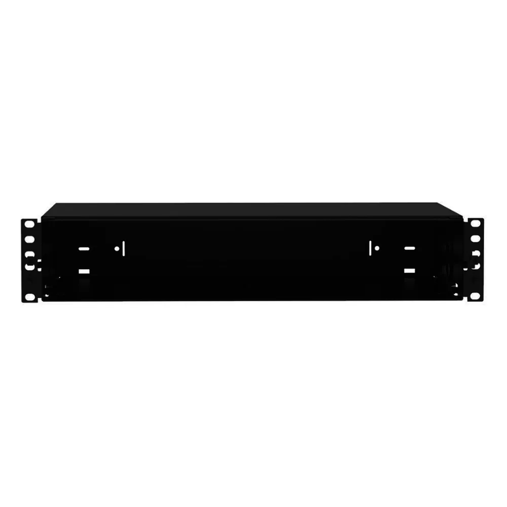 Panel de Distribución de Fibra Óptica, Acepta 8 Casetes QuickNet o Placas FAP/FMP con Panel CFAPPBL2 (No Incluido), Bandeja Fija, Hasta 192 Fibras, Color Negro, 2UR – vista 2