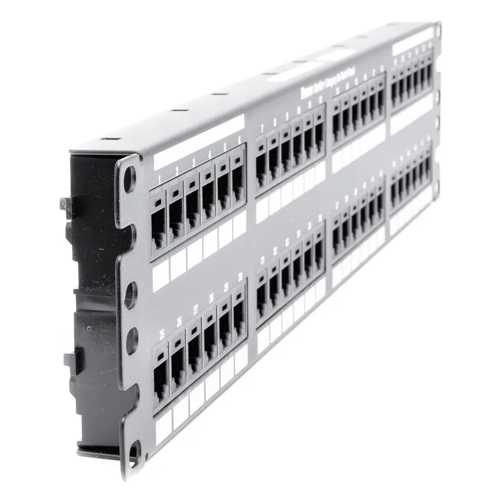 Panel de Parcheo de Impacto 110, Plano, Categoría 5e, de 48 Puertos, 2UR – vista 4