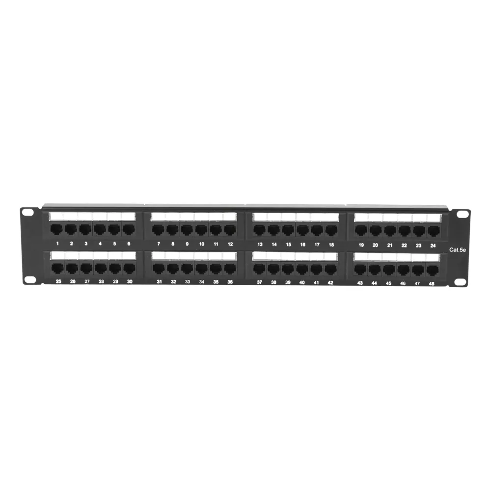 Panel de Parcheo de Impacto (110) UTP de 48 Puertos Cat5e 19 Pulgadas (48.26 cm), 2U con Barra para Organizar Cable – vista 4