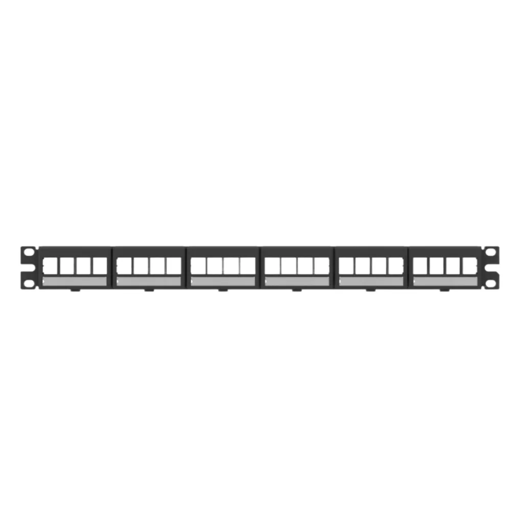 Panel de Parcheo Modular Keystone (Sin Conectores) con Placas de Acceso Frontal, de 24 Puertos, Espacio Para Identificación con Etiqueta Adhesiva, 1UR – vista 2