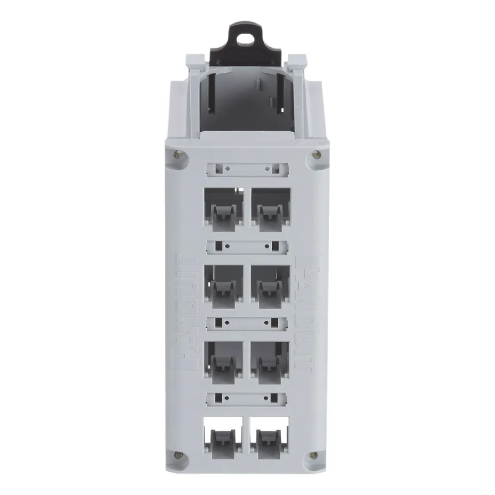 Panel de Parcheo Modular para Cobre, Blindado, de Instalación en Riel DIN Estándar de 35 mm (1.38 pulgadas), 8 Puertos Mini-Com, Color Gris – vista 2