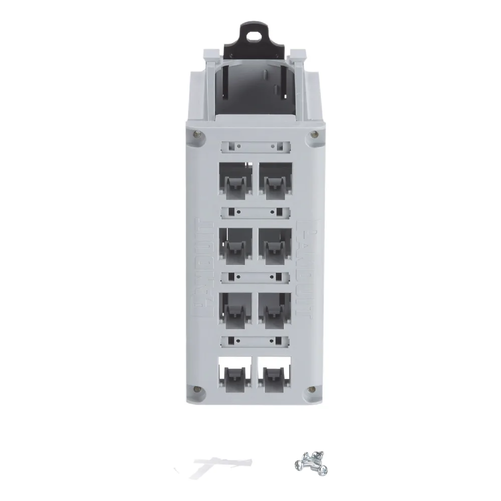 Panel de Parcheo Modular para Cobre, de Instalación en Riel DIN Estándar de 35 mm (1.38 pulgadas), 8 Puertos Mini-Com, Color Gris – vista 4