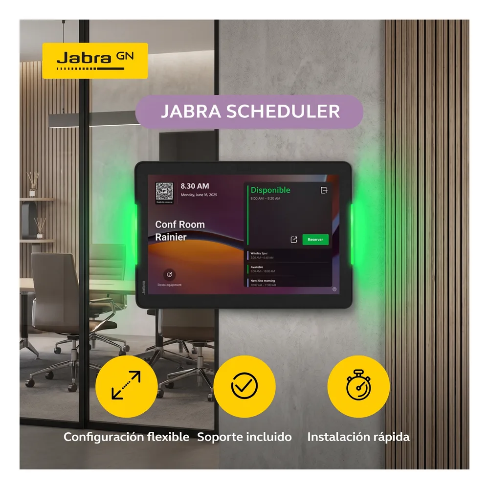 Panel de Programación de Salas / Pantalla Táctil 10.1" / Resolución 1920x1200 / Android 13 / PoE IEEE 802.3af / Wi-Fi 802.11ac / Bluetooth 5.2 / Certificado Microsoft Teams y Zoom Rooms / Barras LED de Disponibilidad / Montaje Fl – vista 4