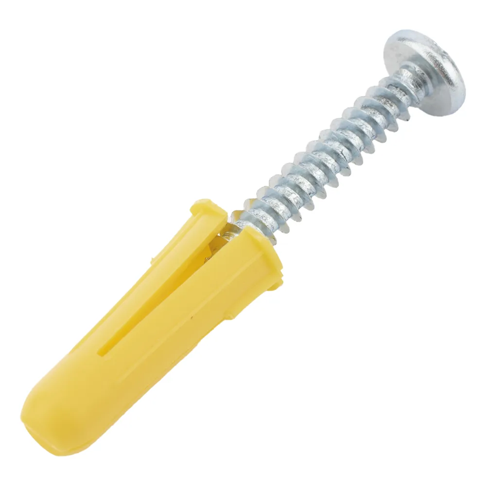 Paquete de 20 taquetes amarillo 1" y 20 tornillos 8mm x 1"