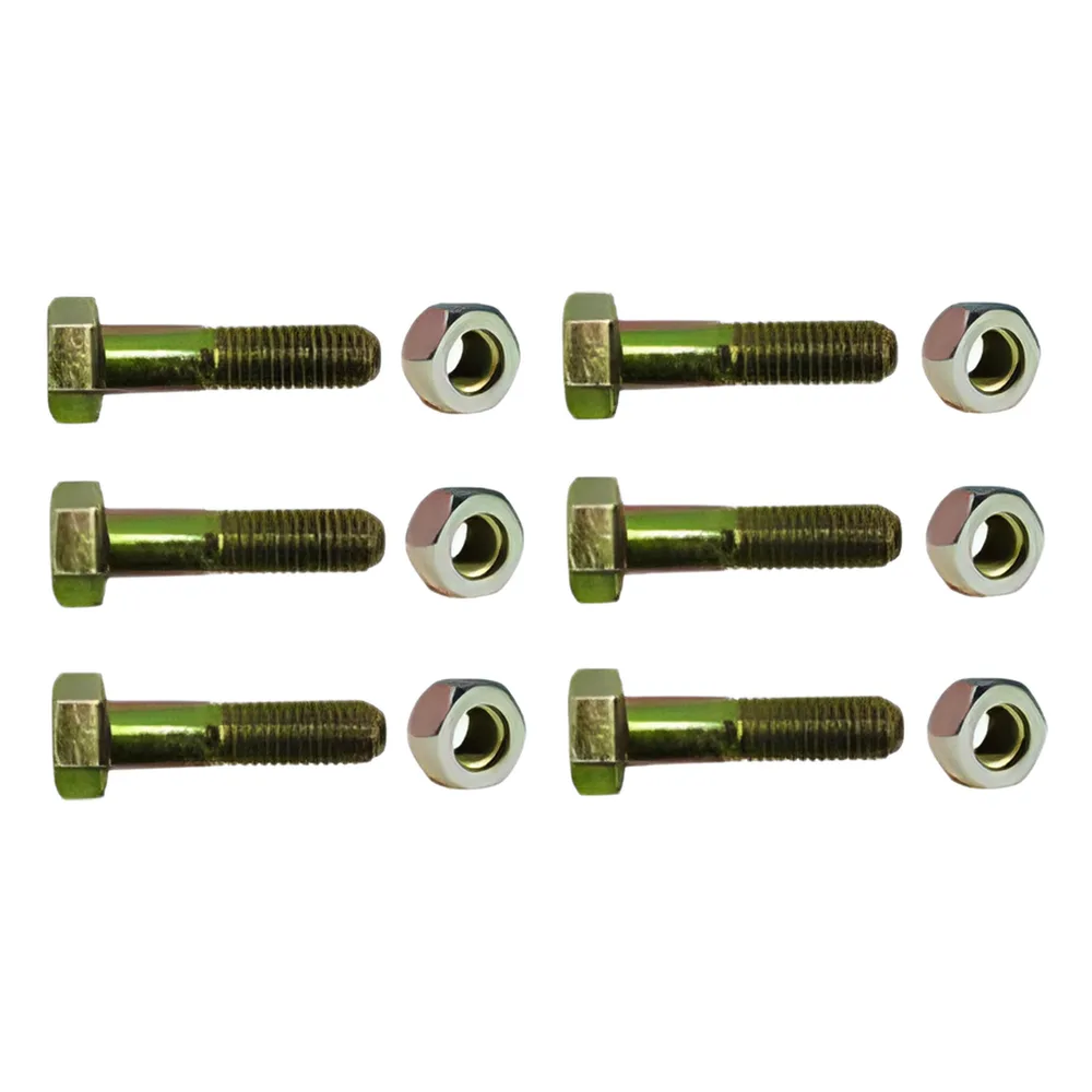 Paquete de 6 Tornillos Grado 5 con Tuercas Tropicalizadas de 3/8" x 2".