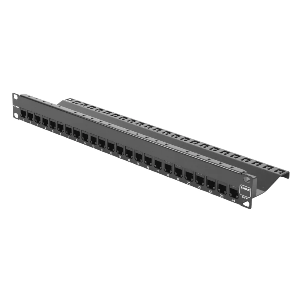 Patch Panel UTP Z-MAX de 24 Puertos, Precargado con Jacks Categoría 6, Plano, 1UR – vista 4