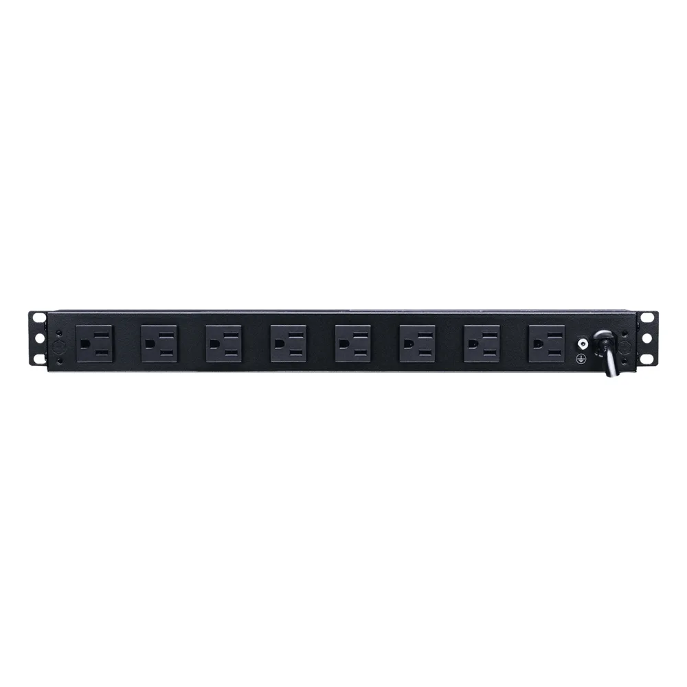 PDU Básico de Montaje en Rack, Con 10 Salidas NEMA 5-15R y Protección Contra Sobretensiones, Enchufe de Entrada NEMA 5-15P, de 19in, 1UR, 15 Amp, 120 Vca