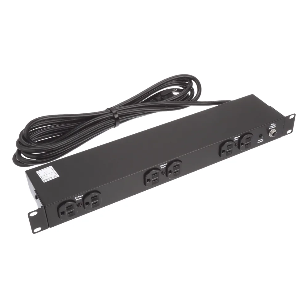 PDU Básico de Montaje en Rack, Con 6 Salidas Frontales NEMA 5-15R,  Enchufe de Entrada NEMA 5-15P, de 19in, 1UR, 15 Amp, 120 Vca
