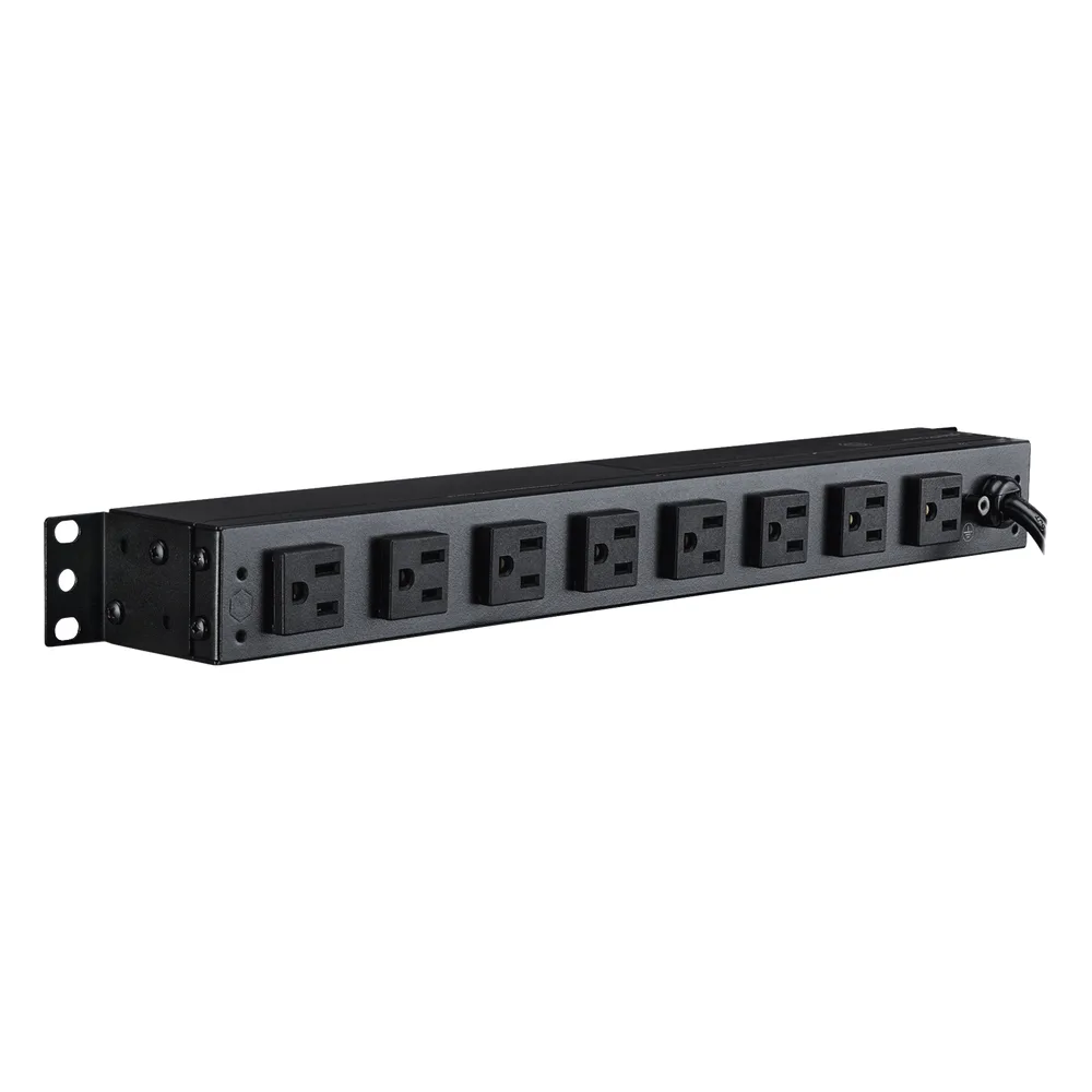 PDU Básico Para Distribución de Energía, Con 8 Tomas NEMA 5-15R Traseras y 2 Tomas 5-15R Frontales, 1UR, 15 Amp, 120 Vca – vista 4