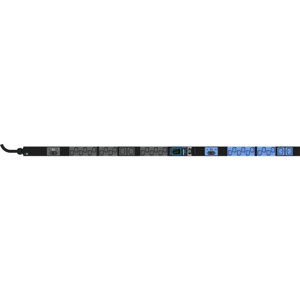 PDU Inteligente Enlogic / 24 Tomas (20) C13 + (4) C19 / 230 Vca Monofásico 32 A / 7.4 kVA / Medición por Entrada / 2 Breakers 16 A / 0U Vertical 1.49 m (4.9 ft) – vista 2