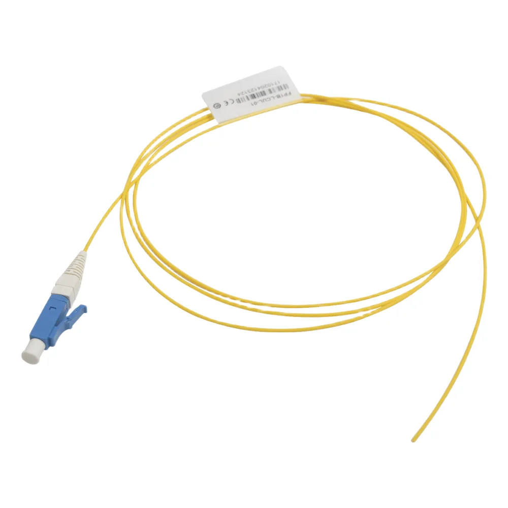 Pigtail de Fibra Óptica LC/UPC Simplex, Monomodo OS1/OS2 XGLO, OFNR, Color Amarillo, 1 Metro (3.28 Pies)