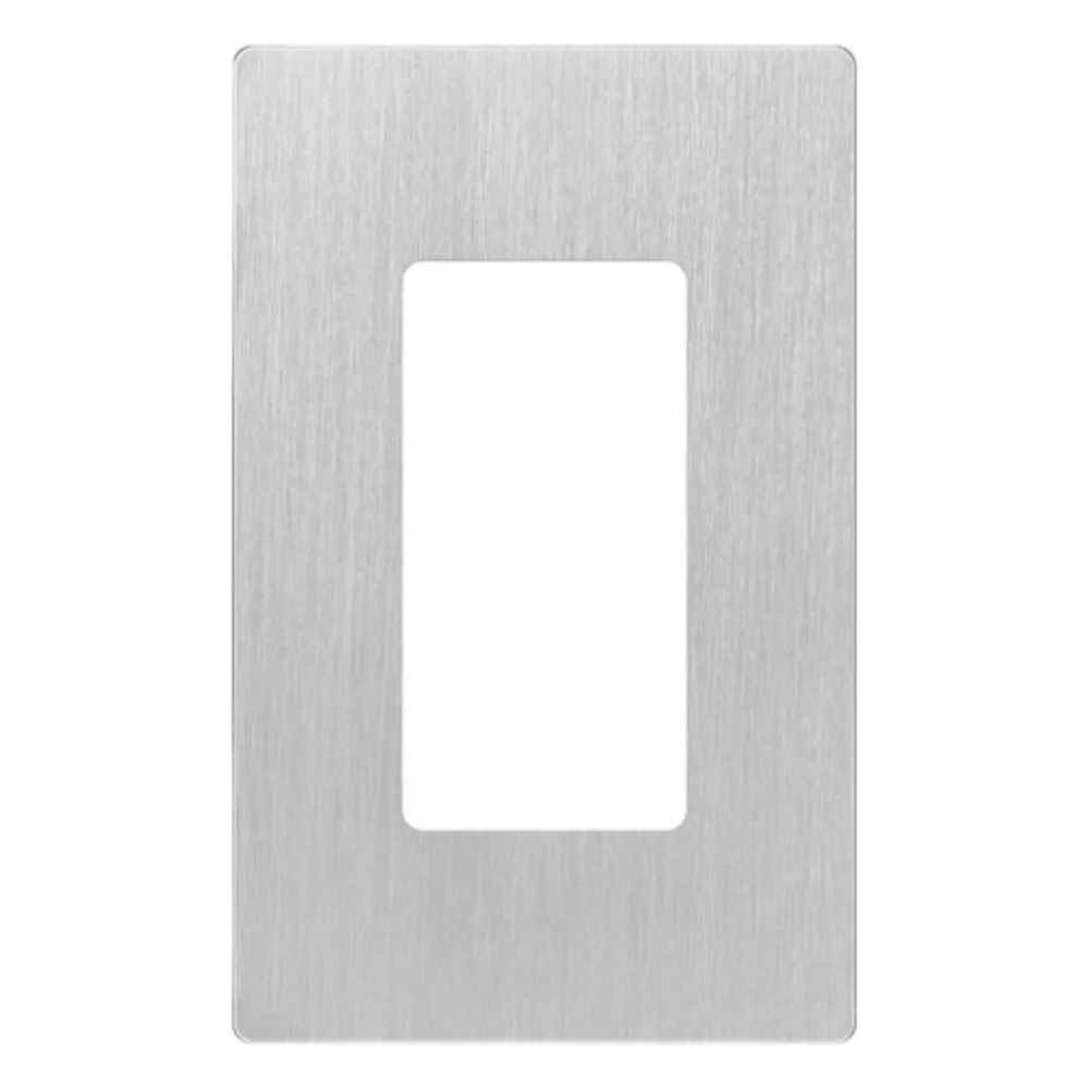 Placa de pared Claro de 1 espacio sin tornillos visibles, acabado en acero inoxidable, para atenuadores y controles Lutron Maestro, Diva, Skylark y control Pico