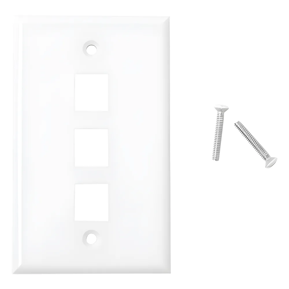 Placa de Pared de 3 Puertos, Keystone, Color Blanco