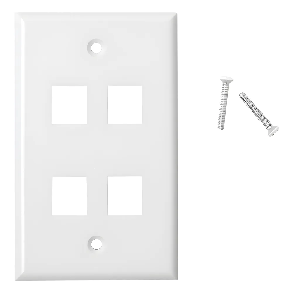 Placa de Pared de 4 Puertos, Keystone, Color Blanco