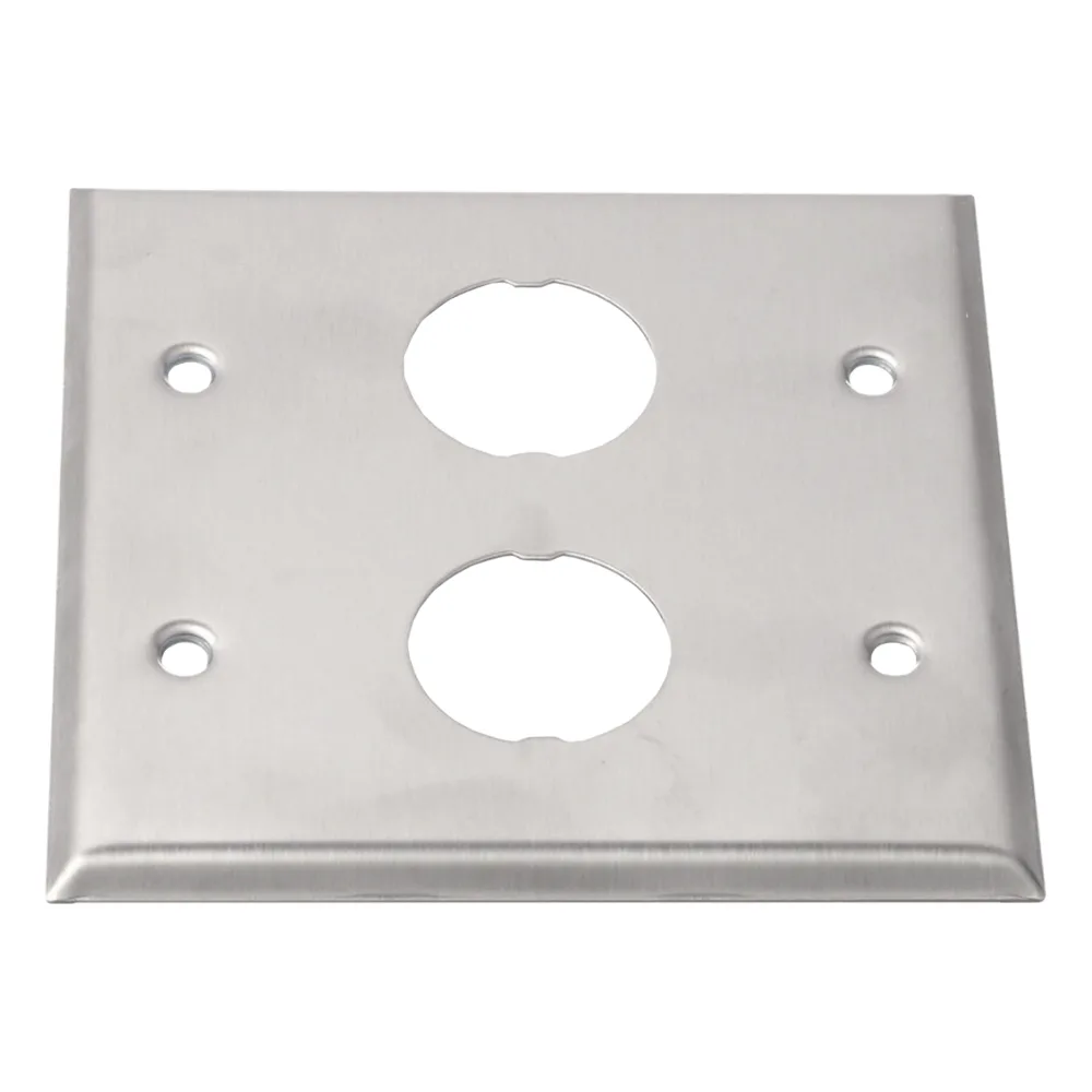 Placa de Pared Doble IndustrialNet?, Para 2 Conectores Industriales, de Acero Inoxidable – vista 2