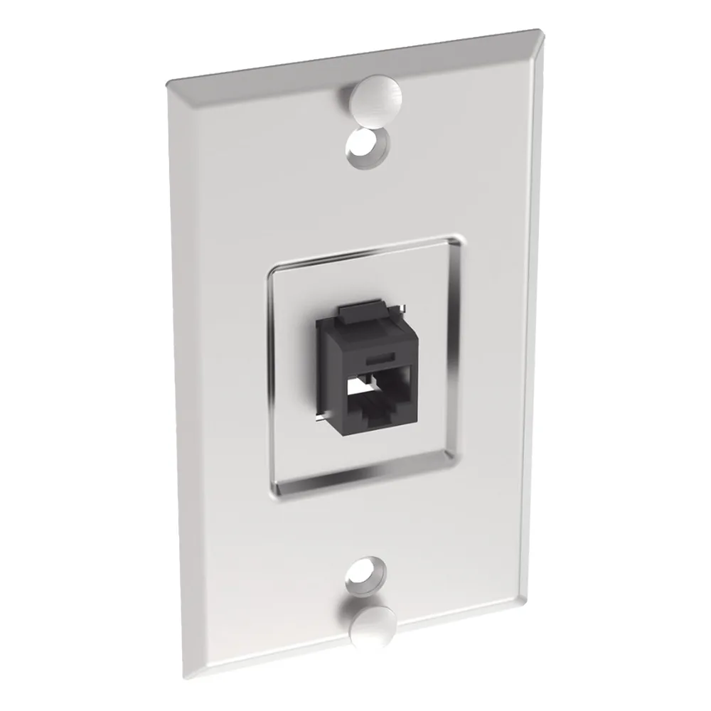 Placa de Pared Telefónica, Salida de 1 Puerto Keystone, con Jack Cat6 Estilo 110 de Impacto, de Acero Inoxidable – vista 2