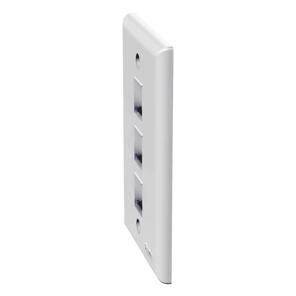 Placa de Pared Vertical, Salida Para 3 Puertos Keystone, Color Blanco – vista 3