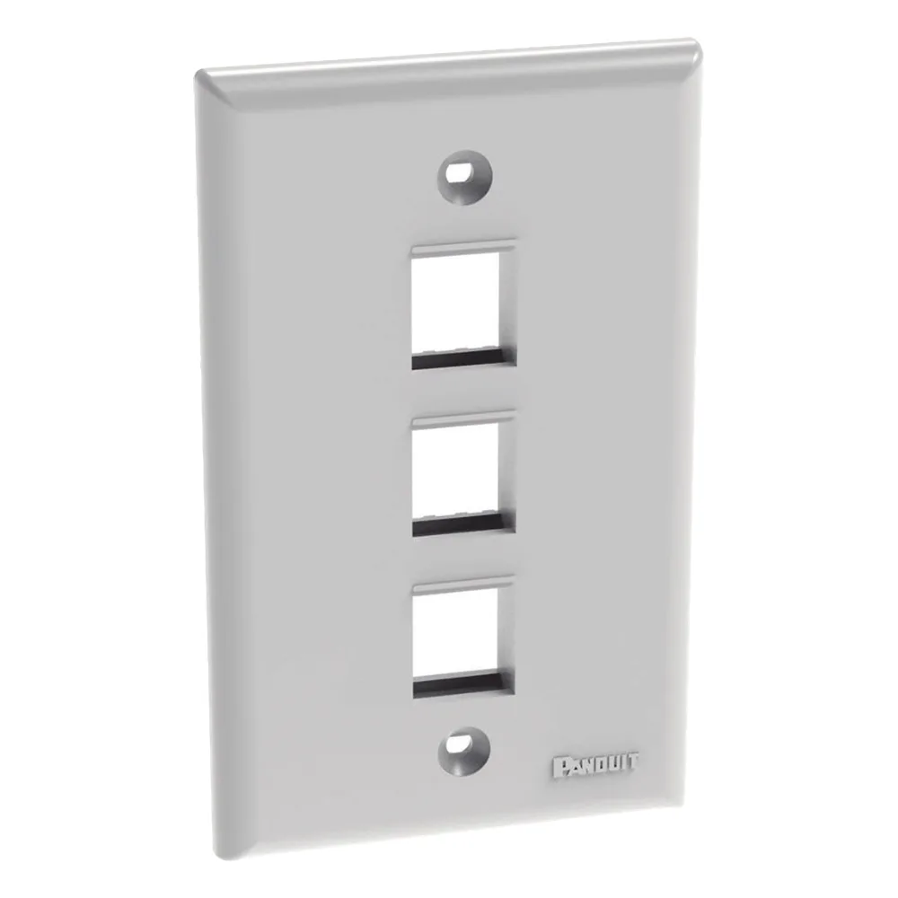 Placa de Pared Vertical, Salida Para 3 Puertos Keystone, Color Blanco