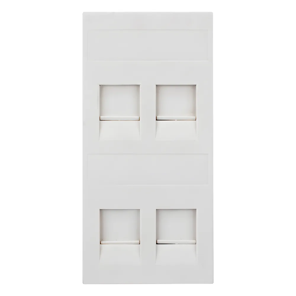 Placa Plana de Voz y Datos con Guardapolvo para 4 RJ45 / Color Blanco / 4 Puertos para Jacks Keystone / Compatible con Cajas de Pavimento SM-CPAV-2 y SM-CPAV-4 / Modelo S76C/9