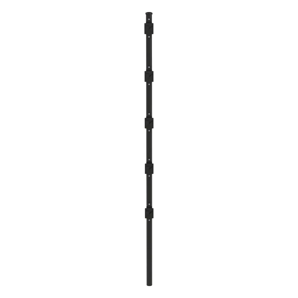 Poste con 5 Aisladores de PASO  para Cerca Electrificada. Tubo Galvanizado de 1.2m, cal. 18 de 1" Diam. + Pintura Negra Aplicación en Polvo. – vista 2