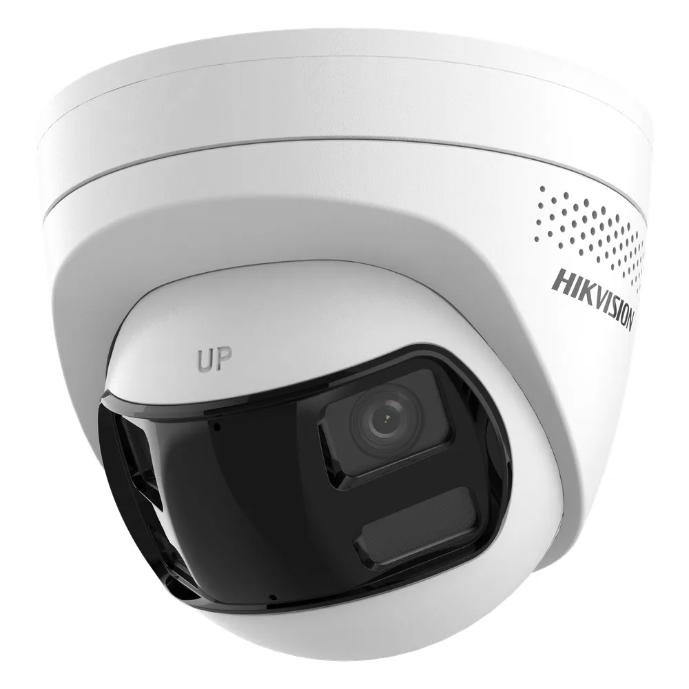 [PROTECCIÓN ACTIVA] Turret IP 6Megapixel / 2 Lentes de 2.8 mm (Imagen Panorámica 180°) / 30 mts IR / Exterior IP67 / Luz Intermitente y Alerta de Audio / Audio Bidireccional / ACUSENSE / WDR 120 dB / Micro SD