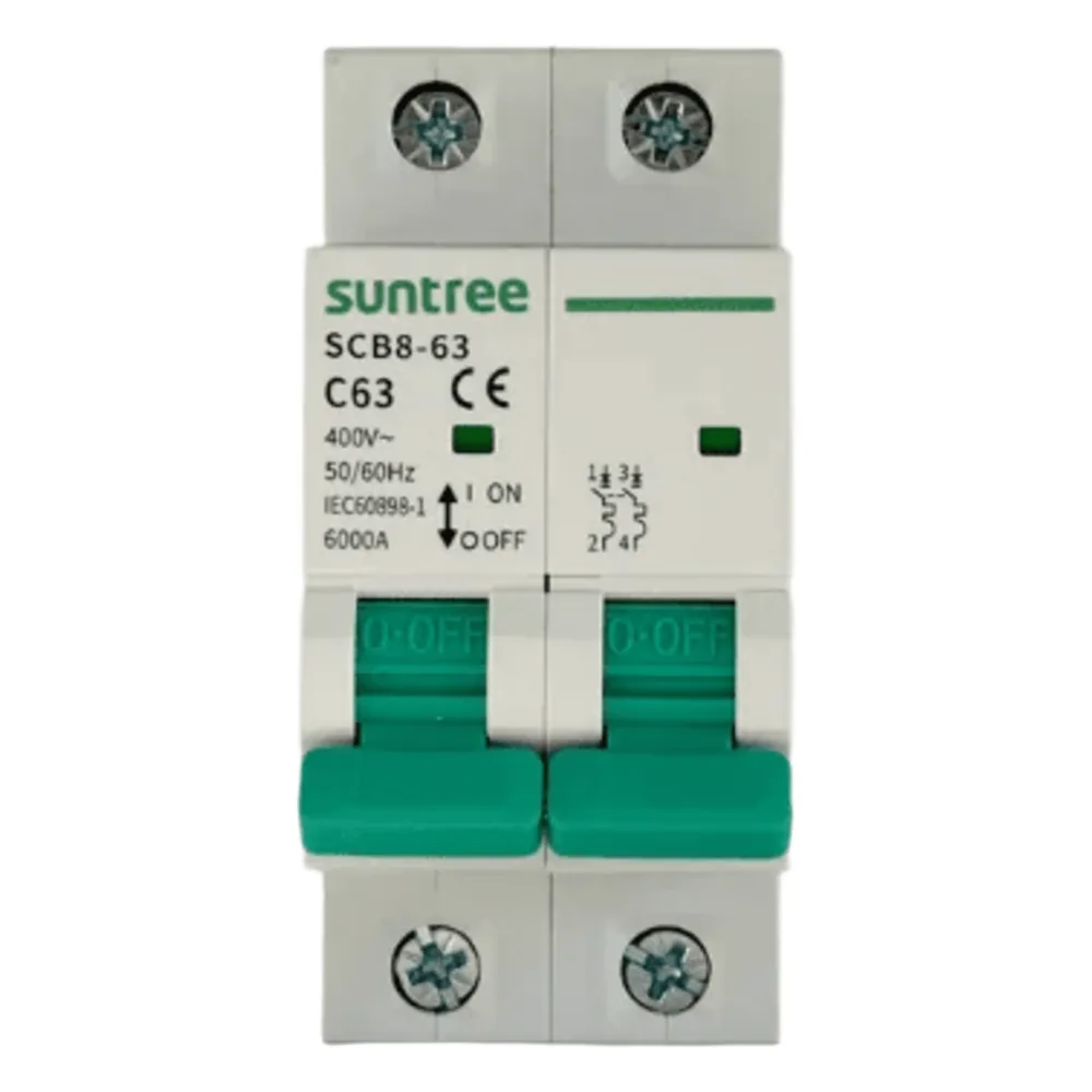 Protección Térmica/ Interruptor 2P, 63 A, Corriente Alterna 400Vca para Aplicación Fotovoltaica Montaje Riel DIN