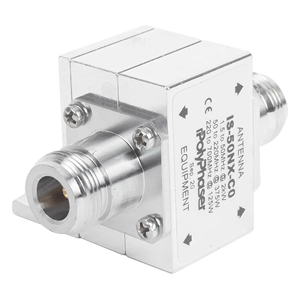 Protector Coaxial RF / 1.5-700 MHz / 50 Ω / Conectores N Hembra / Ceja Lateral / 2 kW